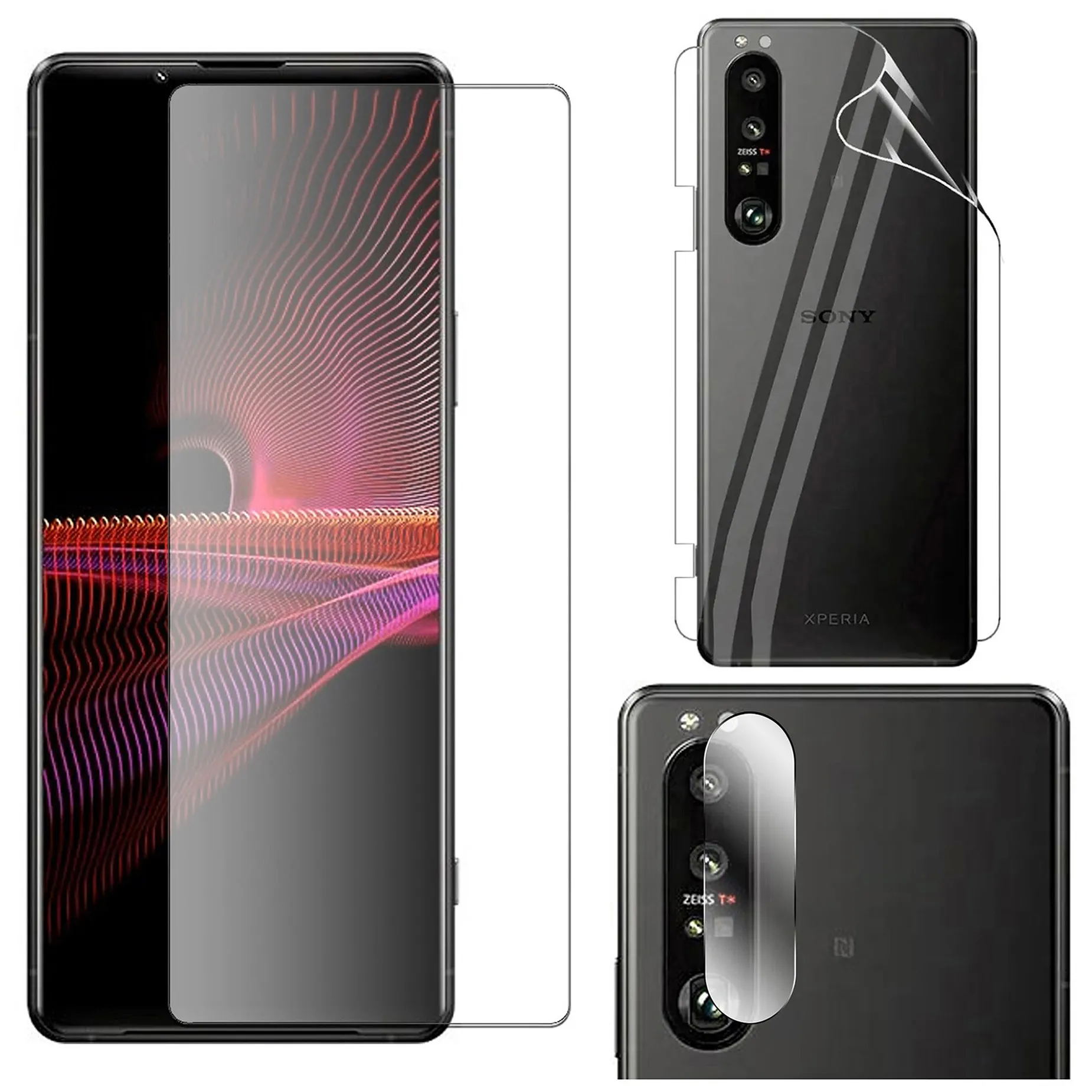 Sony Xperia 1 III Unbreakable Gorilla Flexible Tempered Glass High Quality Screen Protector + Back Jelly Protector Soft Clear Protection Film Transparent Hydrogel Film Protector + Back Camera Gorilla Flexible Protector 9H For Sony Xperia 1 Mark 3