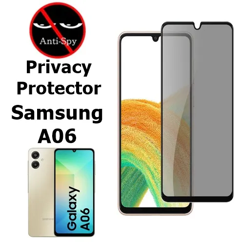 Samsung A06 Privacy Protector 45 Degree HD Tempered Glass Anti Spy Privacy Protector for Samsung A06