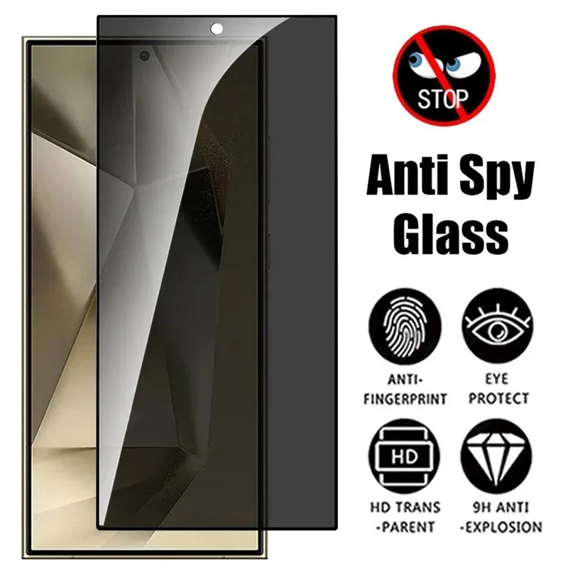 Privacy Tempered Glass for Samsung S24 Ultra/S23 Ultra /S22 Ultra/ S25 Ultra Fingerprint Unlocking Anti-spy screen Protector S24 ultra
