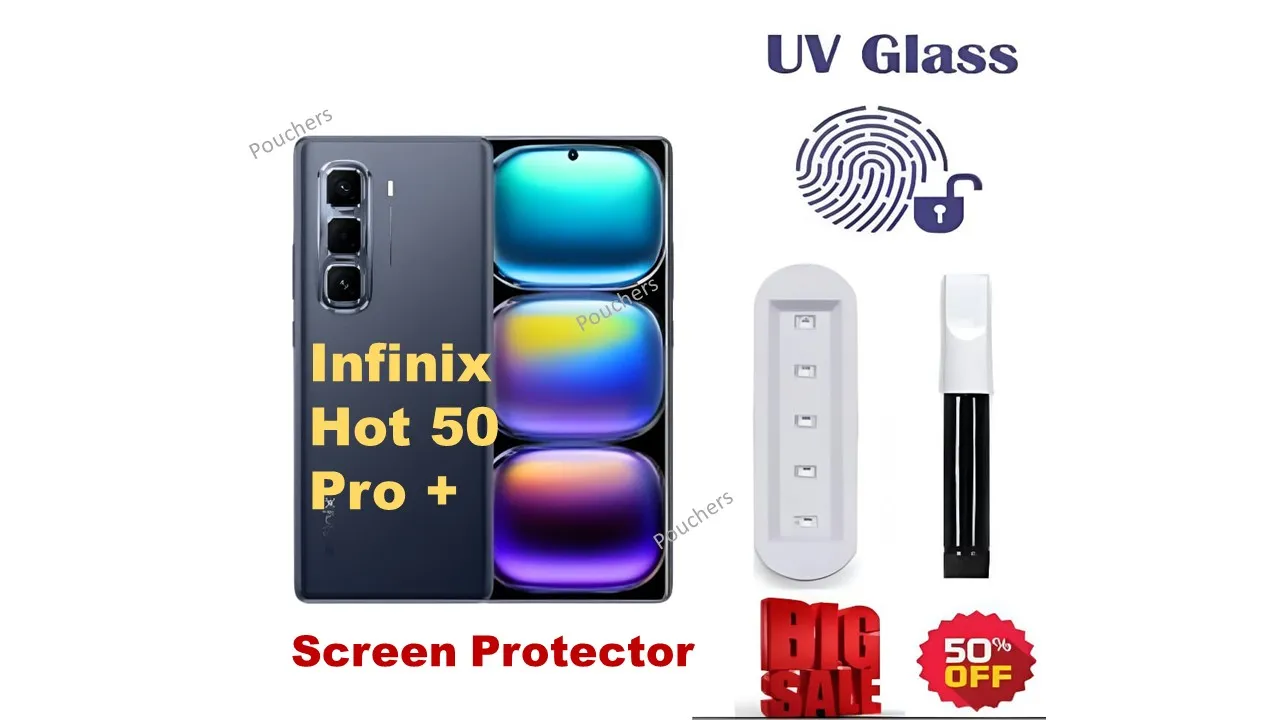 Infinix Hot 50 Pro Plus UV Curved Tempered Glass Screen Protector with Liquid Adhesive and 9H Hardness