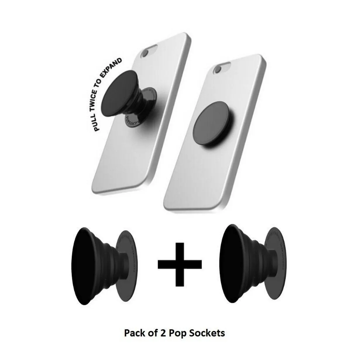 Pack of 2 Pop Sockets - Multi-Function Holder Expanding Stand Grip Pop Socket Mount / Mobile Stand For Mobile Smartphones / Tablet / iPad / iPhone / Feature Phone