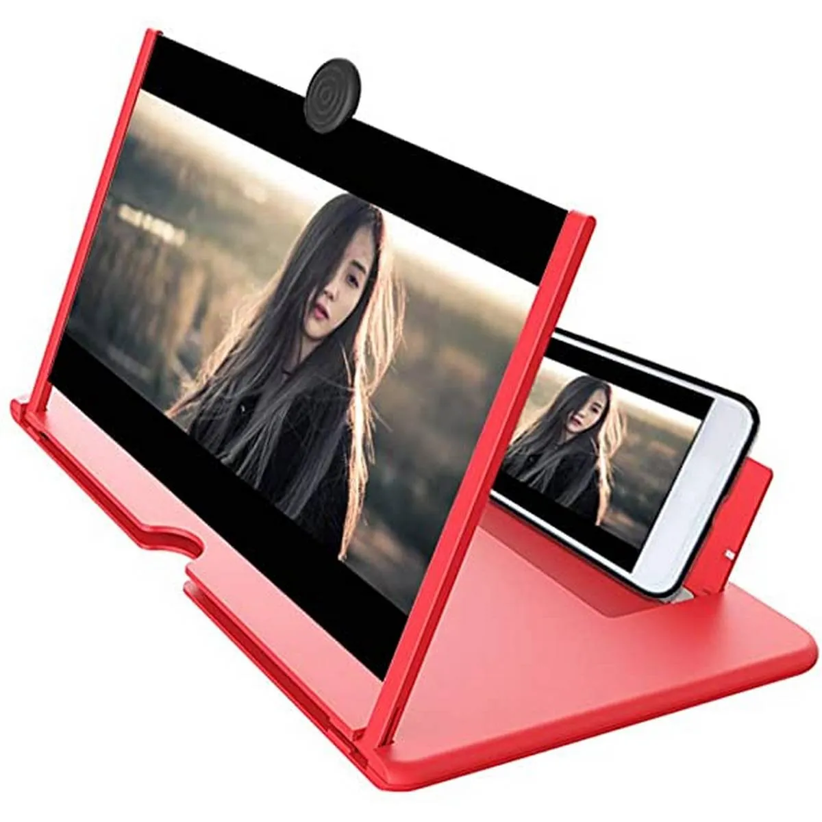 F3 Mobile Magnifier 3D Foldable Screen Magnifier for Phones, 7-8 Inch, Eye Protection, Anti-Radiation, with Stand Holder, Available in Black, White, Red
