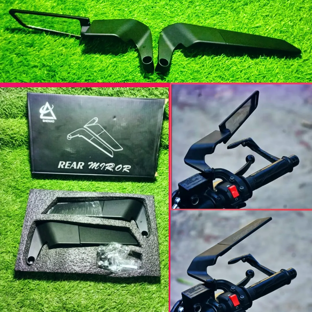Wings Mirror For Bike (Imported) Aerodynamic Mirror For Bike Fancy Side Mirror For Bike Side Mirror For Bike 70/125/UD100/YBR/Honda 70 Side Mirror For Motorcycle Wing Mirror For 125/70/Suzuki GS150/ Adjustable Mirror For Bike Imported Side Mirror For Bike