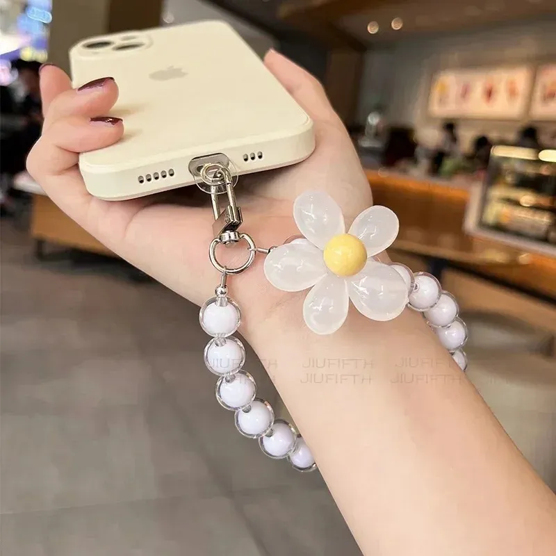 1Pc Colorful Beaded Flower Phone Charm – Jewelry Style Lanyard Strap for Girl Mobile Accessories | Phone Wrap Gallery