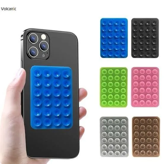 Multi-Function Silicone Suction Pad for Mobile – Sticky Phone Holder & Fixture Support | Reusable Sticker Suction Cup Back Stand | Random Colour | Mobile Accessory for Desk & Car Use