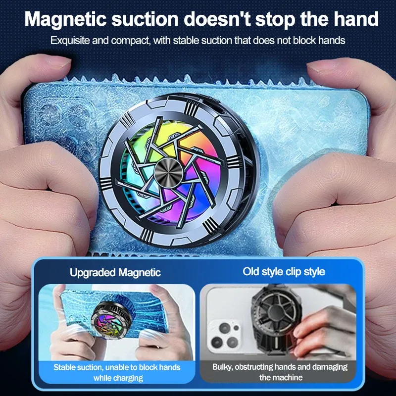 Magnetic Phone Cooler Portable Phone Semiconductor Radiator Fast Cooling Phone Cooler Mobile Gaming Video Streaming Phone Fan For Playing Games Watching Videos