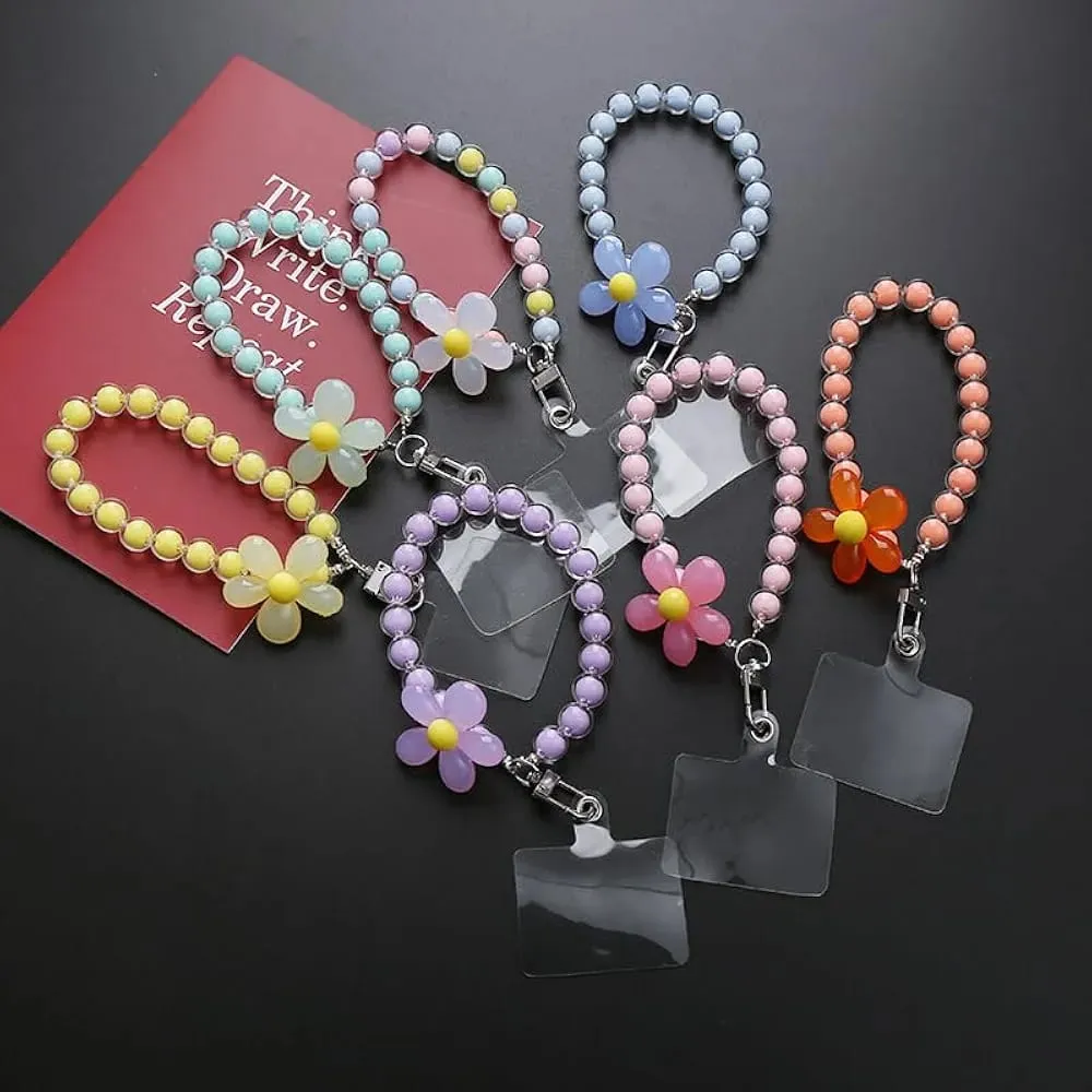 Pearl Charms Bracelet for Mobile Phones Case, fancy Mobile holders| Aesthetic Charms String | Detachable Wrist Bracelet | Anti-Theft Bracelet for Mobile Case, Airpods, Camera | student bag hanging pendant,Mobile Phone Fashion Accessories for Women & Girls