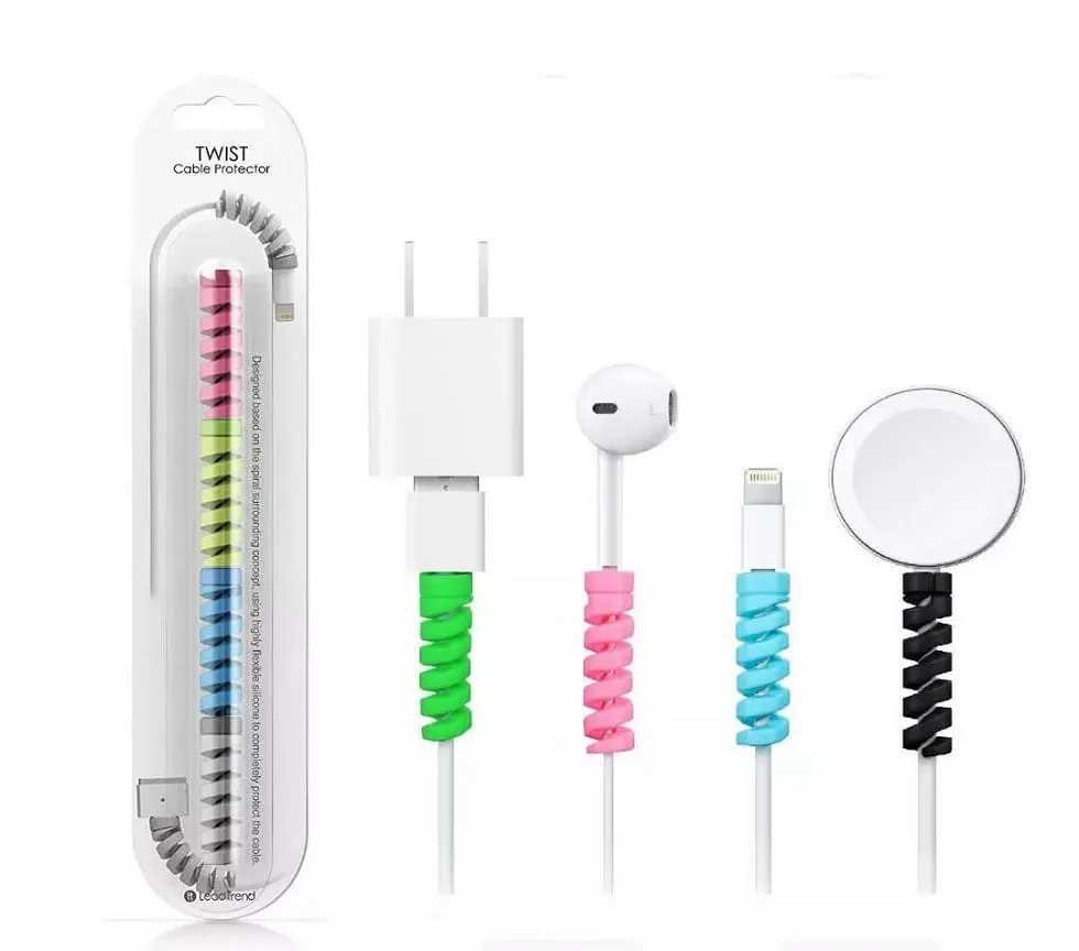 Pack of 4 Spiral Silicone Cable Protector Wire Protector for Chargers, Headphones, Mouse, and Cables Eco-friendly and Durable