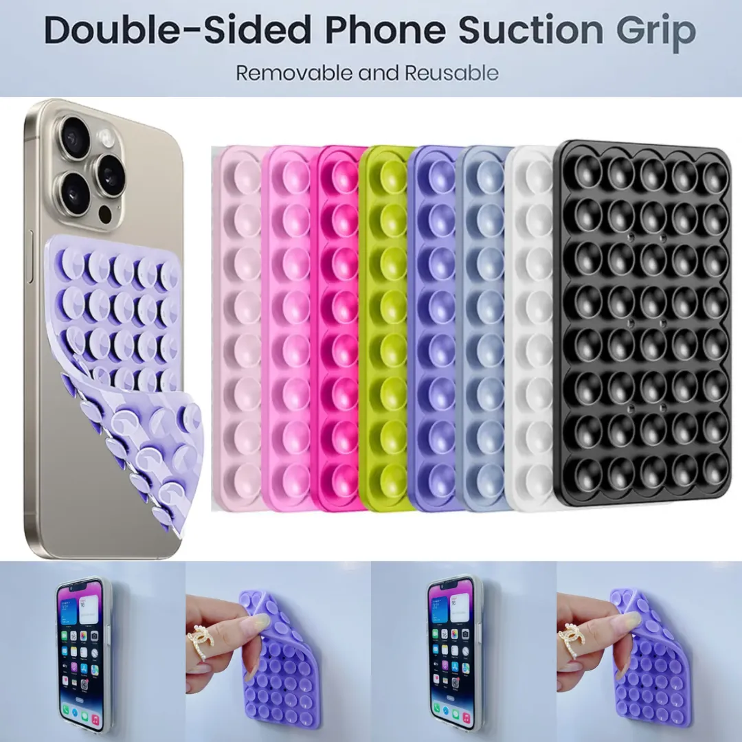 Upgraded large size silicon double sided suction cup phone holder silicon phone holding suction pads silicon suction holder case for phone wall mounted silicon double sided suction holding phone cover