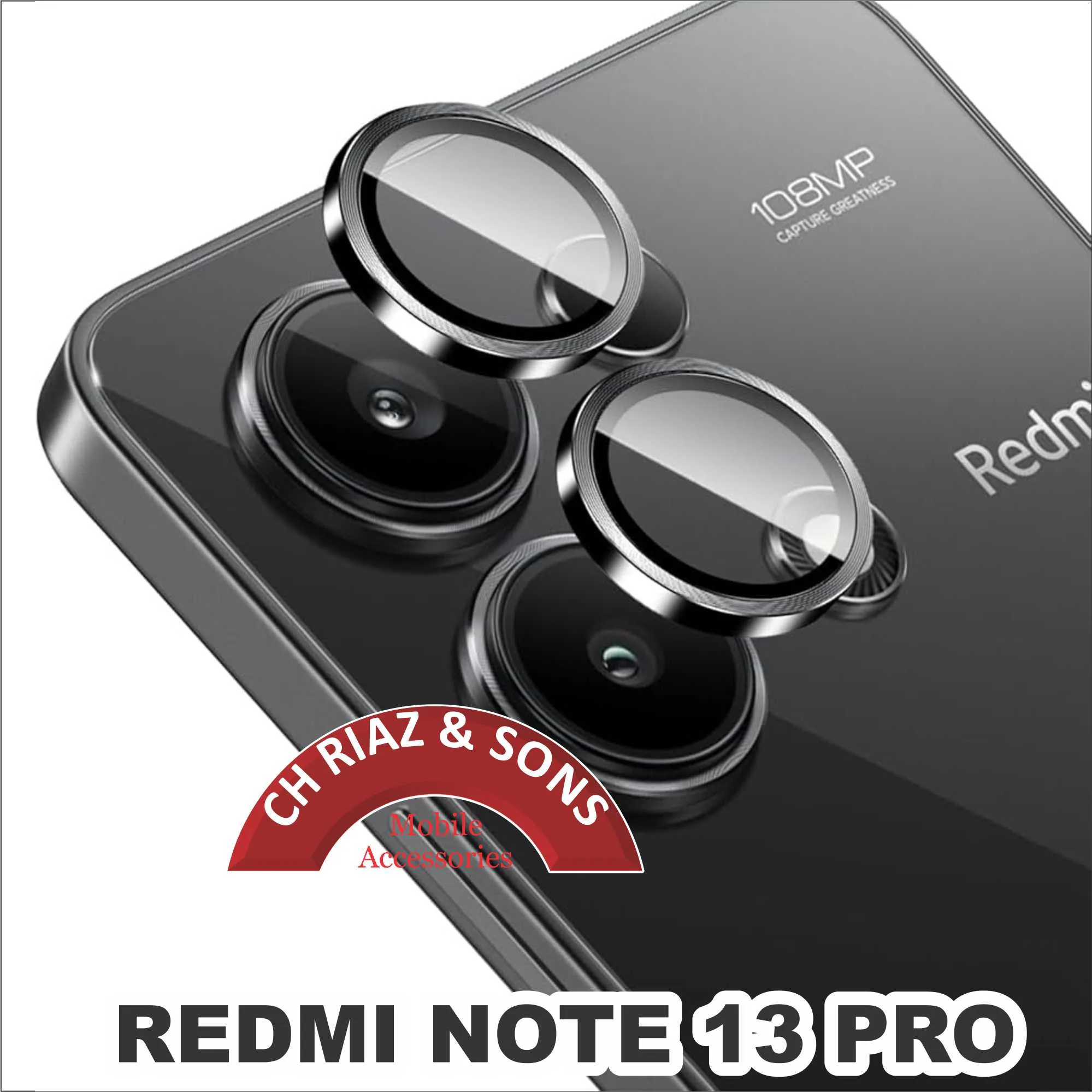 Redmi Note 13 Pro Camera Lens Ring Tempered Glass protector premium Quality Camera lens Glass protector