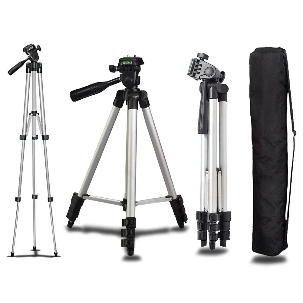 3.5 Feet Tripod Stand for Mobile Phones & Cameras | Adjustable, Portable & Lightweight Aluminum Tripod with Phone Holder & Carrying Bag – Ideal for Photography, Vlogging & Live Streaming