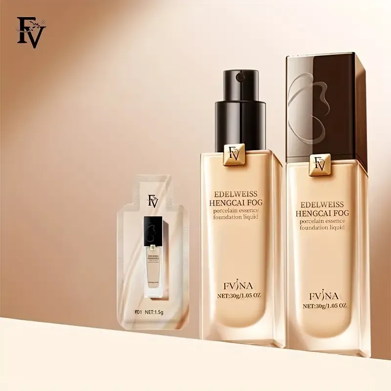 FV Edelweiss Liquid Refreshing Essence FVINA Foundation Skin Care Dry Oil Skin Long-lasting Base Makeup Moisturizing Cosmetic For Womens and Girls