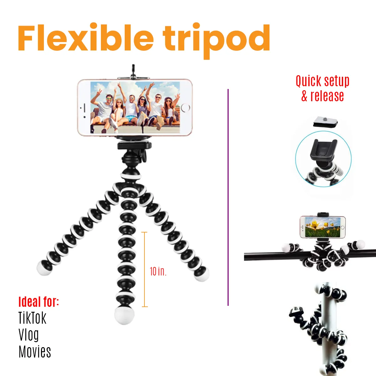 Gorilla Tripod Flexible Tripod Stand For Mobile With Holder Gorilla Pod Medium GoPro Hero SJCam Xiaomi Action Cameras