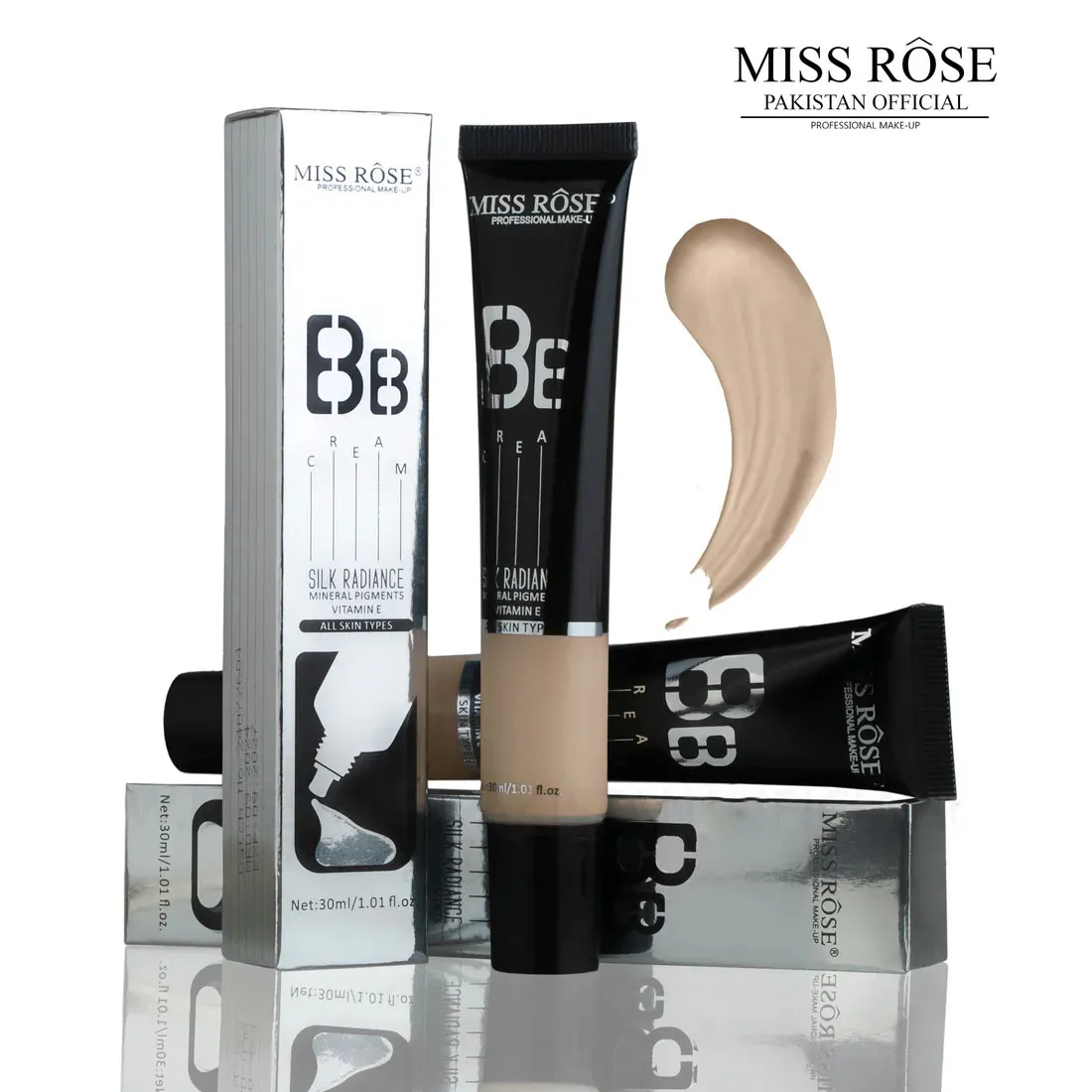 Miss Rose Silk Radiance Mineral Pigments All Skin Type Vitamin E Long-lasting BB Cream