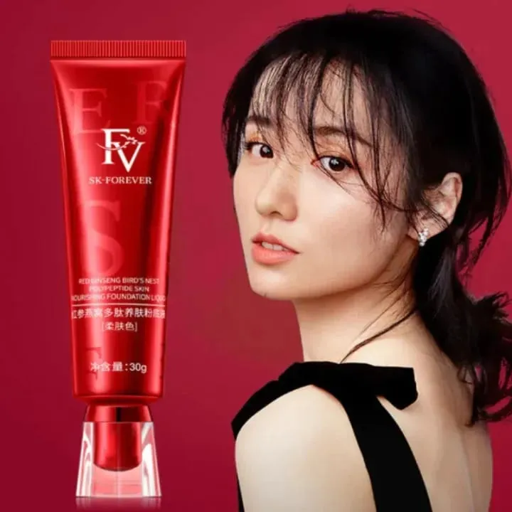 FV Foundation Tube China Red Original (Ivory) Oil Absorb Liquid Foundation Best Tube Foundation Full Coverage Base 30g