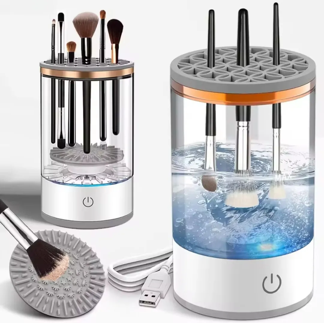 Electric USB Makeup Brush Cleaner & Dryer Kit | Automatic Spin Makeup Brush Washing Machine | Quick Dry Makeup Brush Cleaner | Portable Electric Brush Cleaner for Foundation, Powder & Eyeshadow Brushes | Beauty Tool for Women