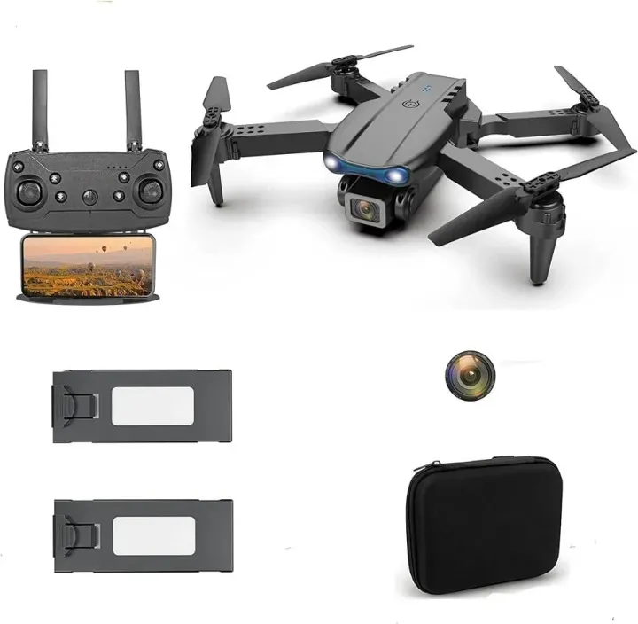 E88 Pro Drone with DUAL Camera, WiFi FPV 1080P HD Dual Foldable RC Quadcopter Altitude Hold, Headless Mode, Visual Positioning, Auto Return Mobile App Control
