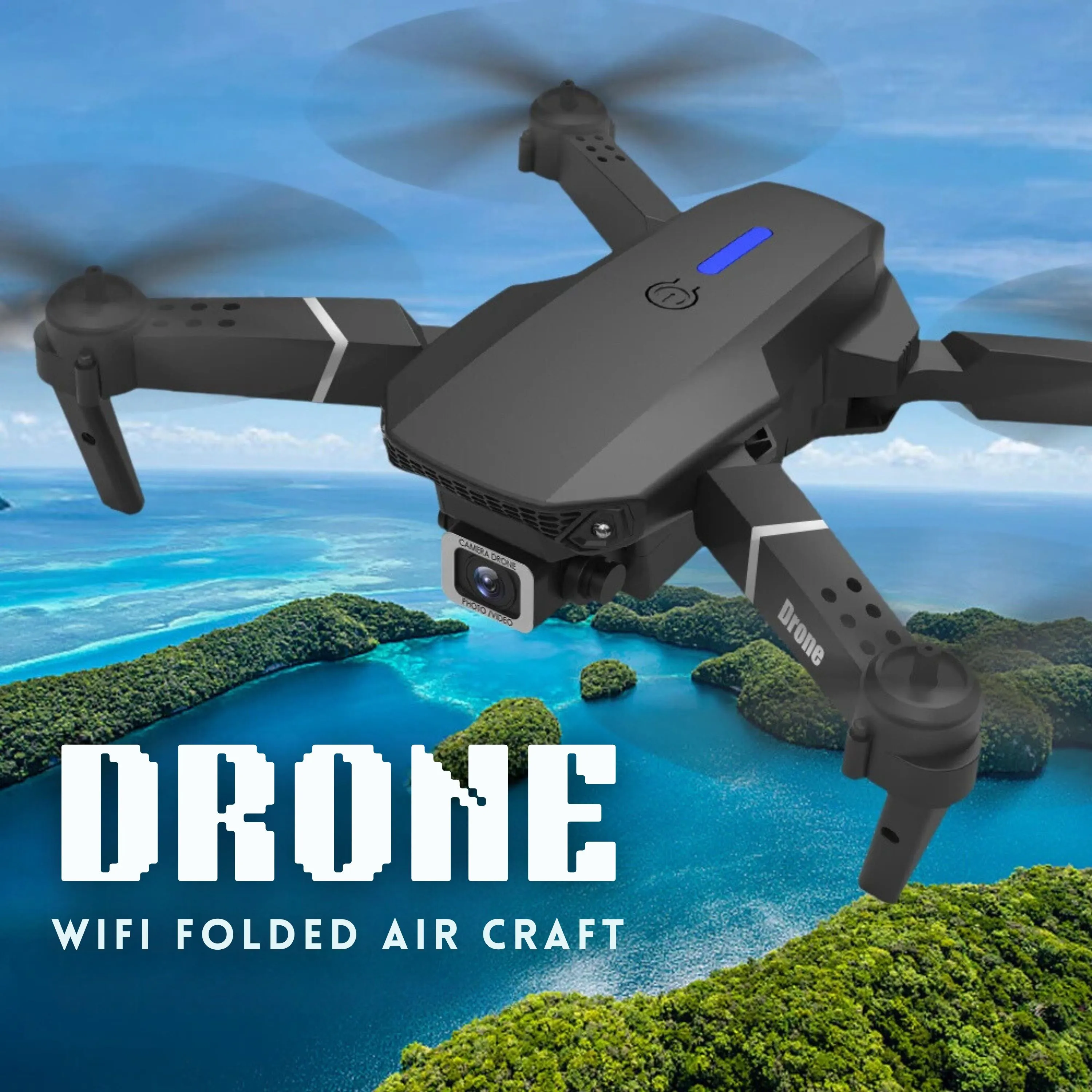 E88 Pro New WIFI Drone | Wide Angle Optical Flow | Obstacle Avoidance Quadcopter Gifts Foldable Drone with WIFI Transmission FPV Drone | Mid range Drone Camera in Low Price