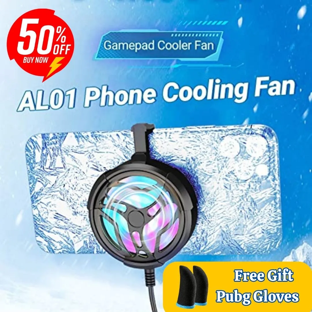 AL01 Mobile Cooling Radiator Game Cooler System Cooling Fan - For PUBG Gamepad Trigger Accessories Gaming Case - Heat Sink Gaming Cooler Fan - Portable Type-C USB Powered RGB Lights Fan