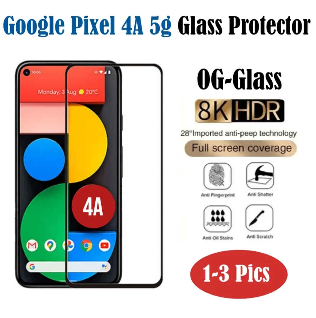 Google Pixel 4A 5g OG Tempered Glass Protector, Google pixel 4A 5g Tempered Glass, 1-3 Pic's OG Glass With Free Shiner and Soft Cloth