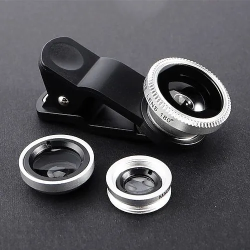 3-in-1 Mobile Lens Kit with Wide, Macro, and Telephoto Lenses for Smartphone Photography